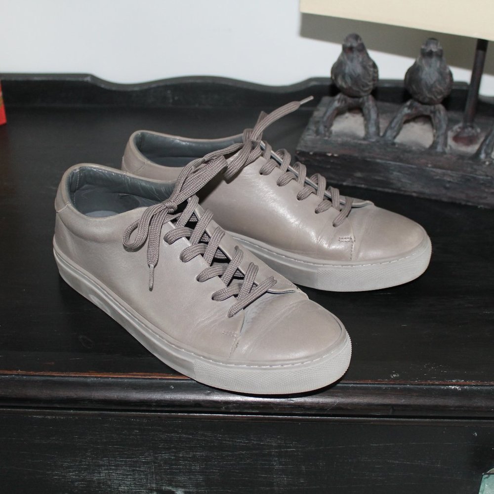 Frank & Oak Dark Taupe Leather Sneakers size 8